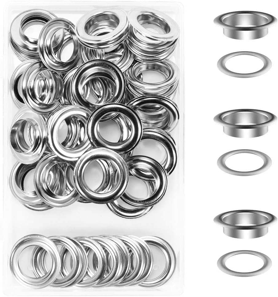 UNIQUELLA Pack of 90 Sets Premium Stainless Steel Grommets Kit Metal Eyelets with Washers Curtain Grommet for Leather, Tarp, Canvas Silver, 1.5 Inch No Fitting Tools Included.-image-7