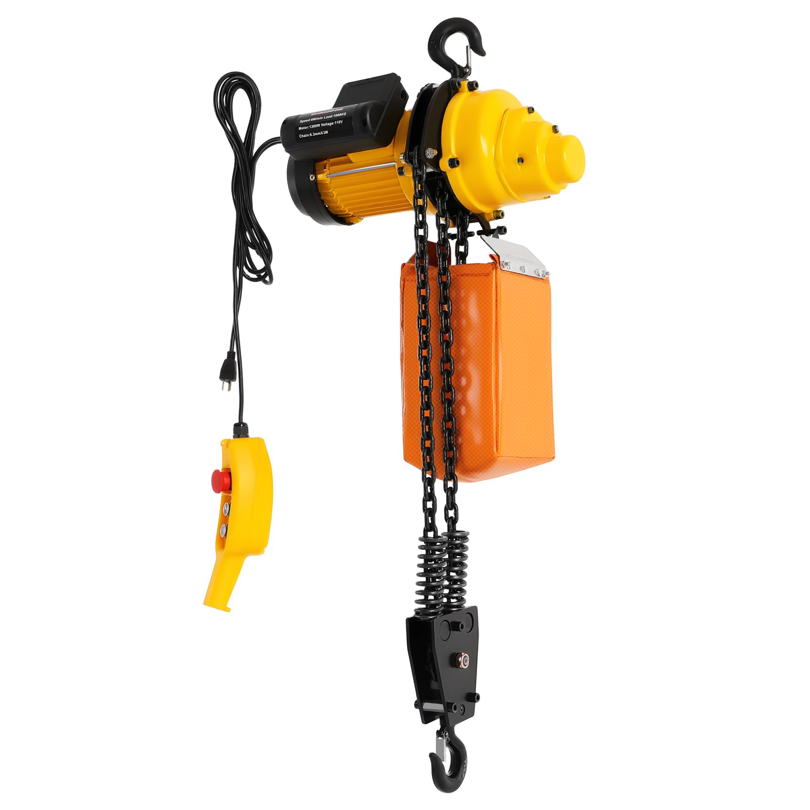 Electric Chain Hoist, Single Phase Hoist, 2200 Lbs Load, 1500w Pure Copper Motor 13 Ft Lifting, 20mn2 Chain, for Factories, Docks, Warehouses,