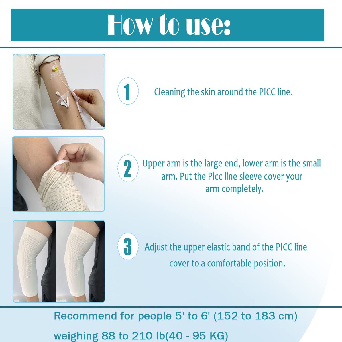 Arm PICC Line Sleeve Protector, Elbow Breathable Cast Nursing Cast Cover Supplies for Arm Circumference (XS, Camel) - Image 3