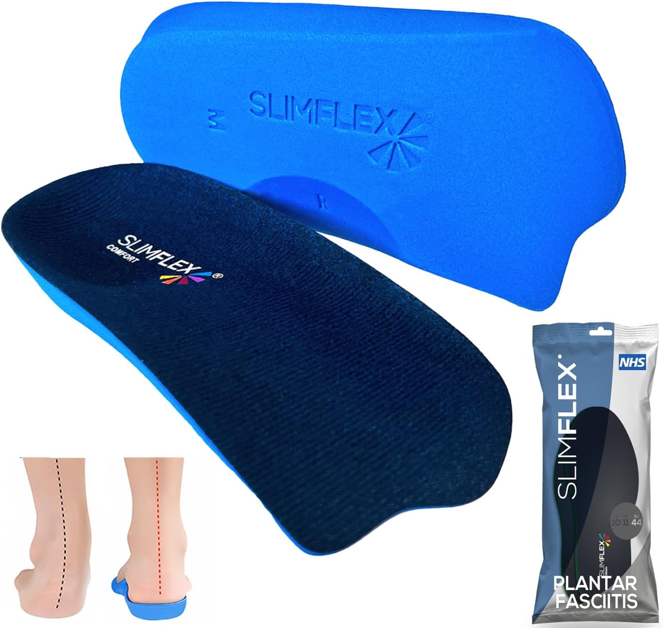Slimflex Comfort Plantar Fasciitis Insoles for Flat Feet and Heel Pain - Medium Support - 3/4 Length Orthotic Insoles Prescribed Daily by Podiatrists - Also prescribed for Achilles tendonitis Support