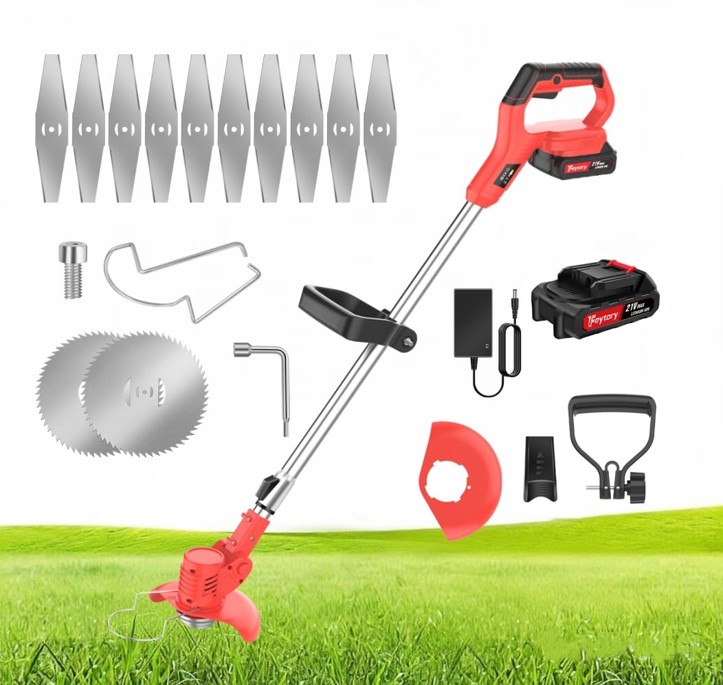 Cordless Strimmer,850W Electric Garden Cordless Retractable Grass Trimmers with Li-ion Battery Telescopic Lightweight Grass Trimmer with 90° Head pivots,Complete Yard Tool Kit for Thick Grass & Bushes — image 1