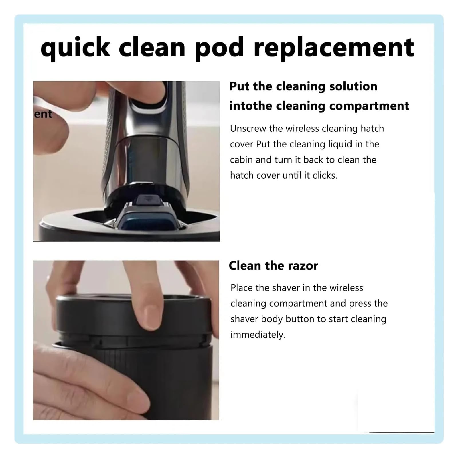 1-2 Cartuchos De Repuesto Quick Clean Pod Solución De Limpieza De 160 ML, Compatible Con Cartuchos Philips, Norelco, Just, 1 A 2 Unidades(2pcs)