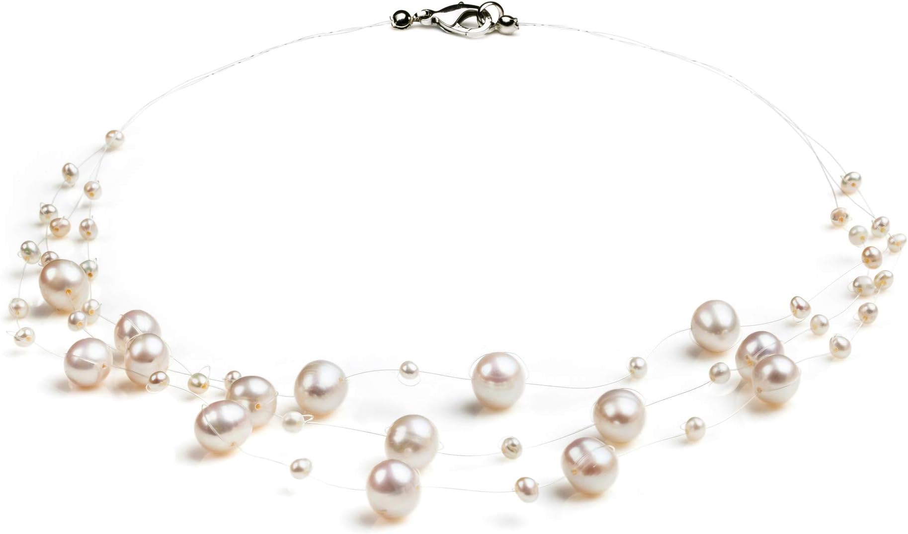 PearlsOnlyMary White 3-9mm A Quality Freshwater Cultured Pearl Necklace For Women-18 in Princess length