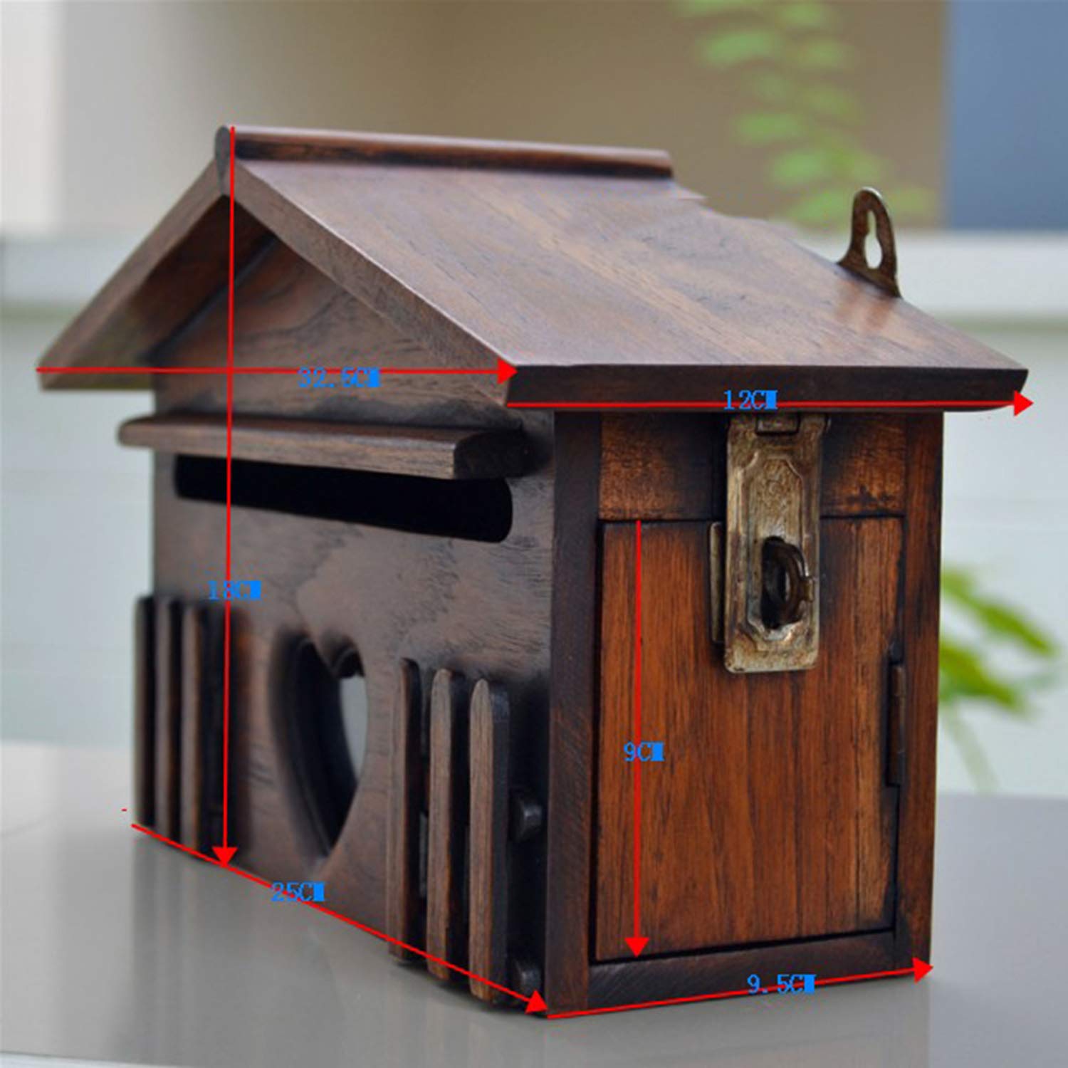 Cassetta delle Lettere di Legno Montata A Parete, Scatola Postale Carina A Forma di Casa, Cassetta delle Lettere Rustica Vintage, Artigianato