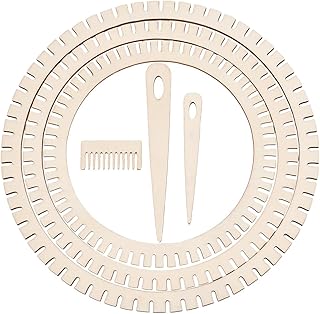 OLYCRAFT 3 Sizes Weaving Looms Kit Wooden Mini Weaving Looms Gear Shape Weaving Looms Kit with Weaving Needle and Comb Knitting Looms for DIY Art Crafts Knitting Beginners Weaving Lovers