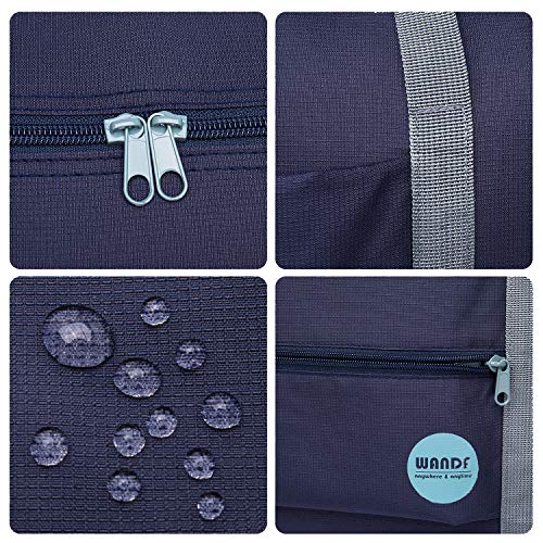 Wandf Foldable Travel Duffel Bag Luggage Sports Gym Water Resistant Nylon (Dark Blue)