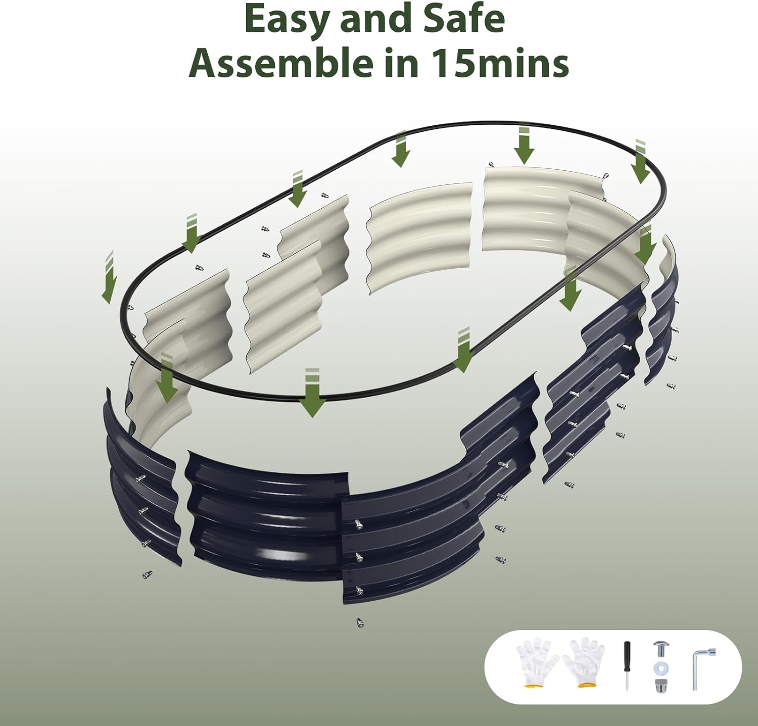 Raised Garden Bed Kit, Large Galvanized Planter Garden Boxes Outdoor