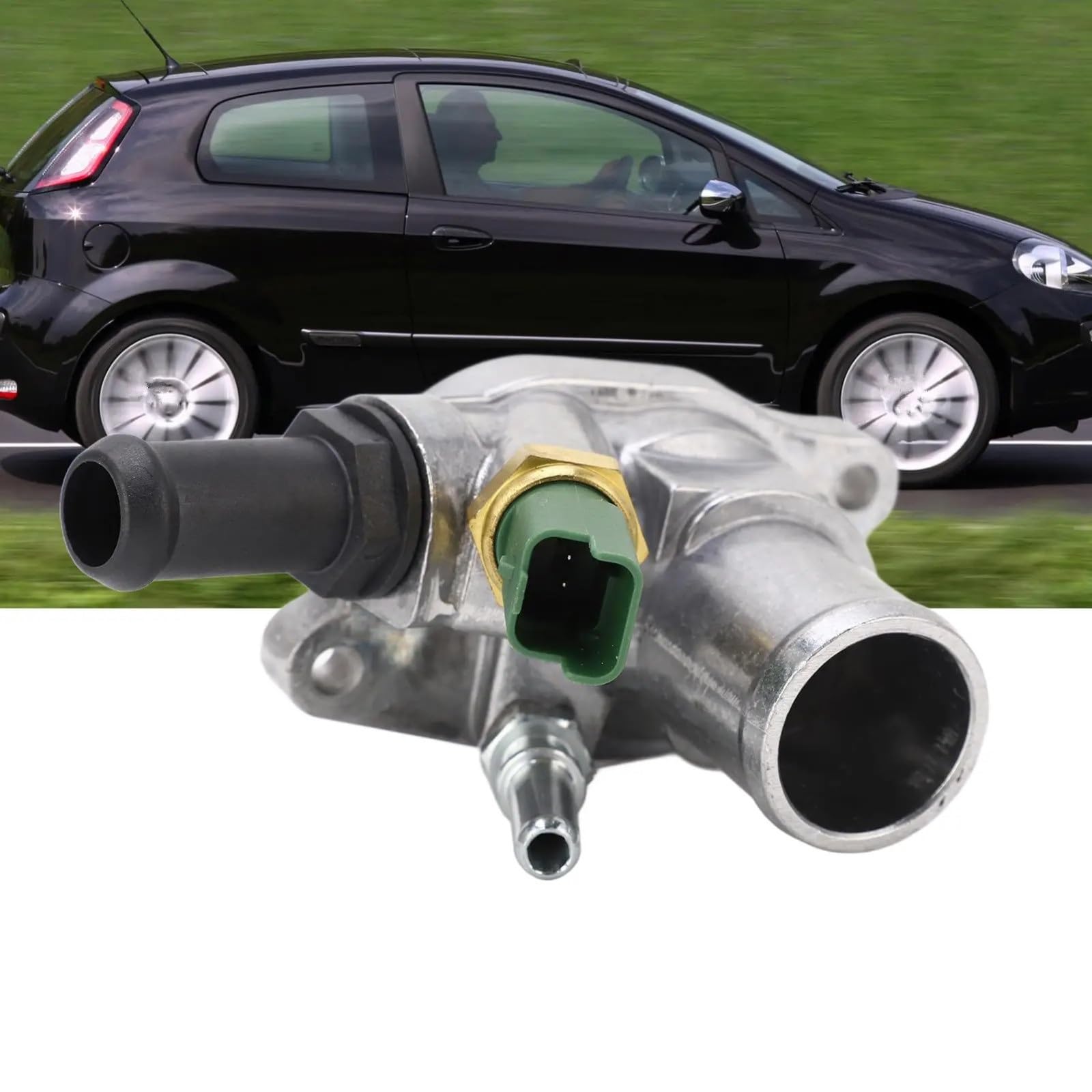 Alloggiamento Termostato Compatibile Con Fiat Per Idea 2005-2009 Per Bravo II 2008-2014 55194029 55239819 1338271 55250824 QTH642K Alloggiamento Termostato Liquido Di Raffreddamento Motore