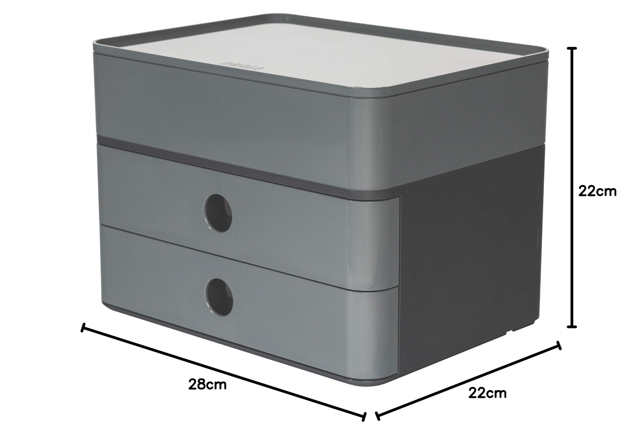 HAN 1100-19 - Cassettiera SMART-BOX PLUS ALLISON, design moderno, con 2 cassetti e porta utensili, colore: granite grey