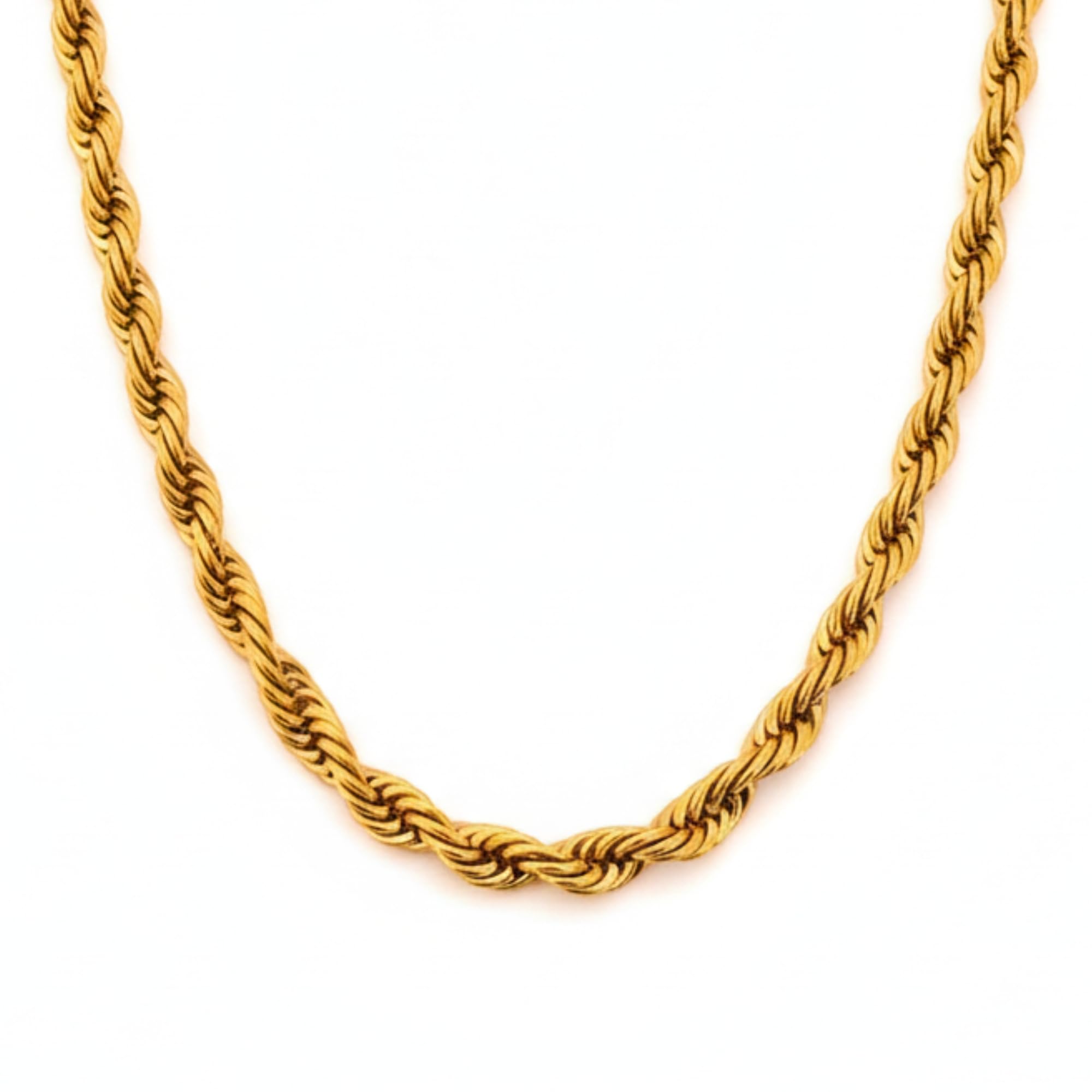 auraspark Minimal 18K Gold Plated Twisted Link Design Rope Chain for Men | Anti-Tarnish & Waterproof | Classic Hip Hop Style Jewelry | Gift for Him (22 Inch)-picture-44