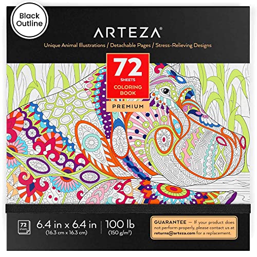 Arteza Animal Designs Coloring Book for Adults