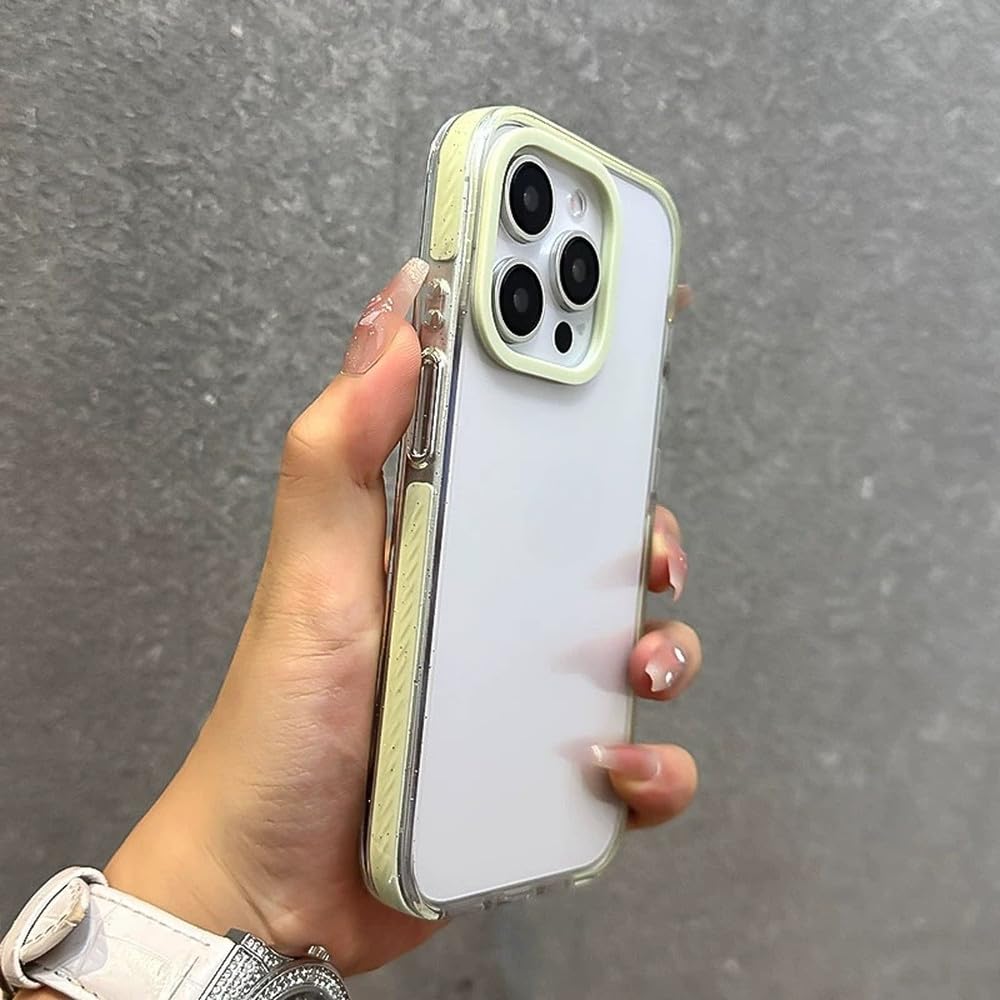 Coque antichoc iPhone 15 Pro Max transparente rigide protège objectif vert coloré