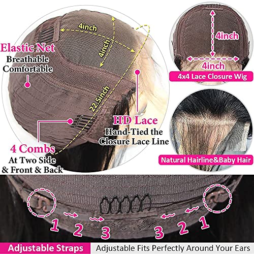 Image of bangjazz Water Wave Lace Front Wigs Human Hair Brazilian 180% Density Virgin Hair Wear and Go Glueless Wig 4X4 Lace Closure Wigs for Black Women Pre Plucked with Baby Hair Natural Color 26 Inch