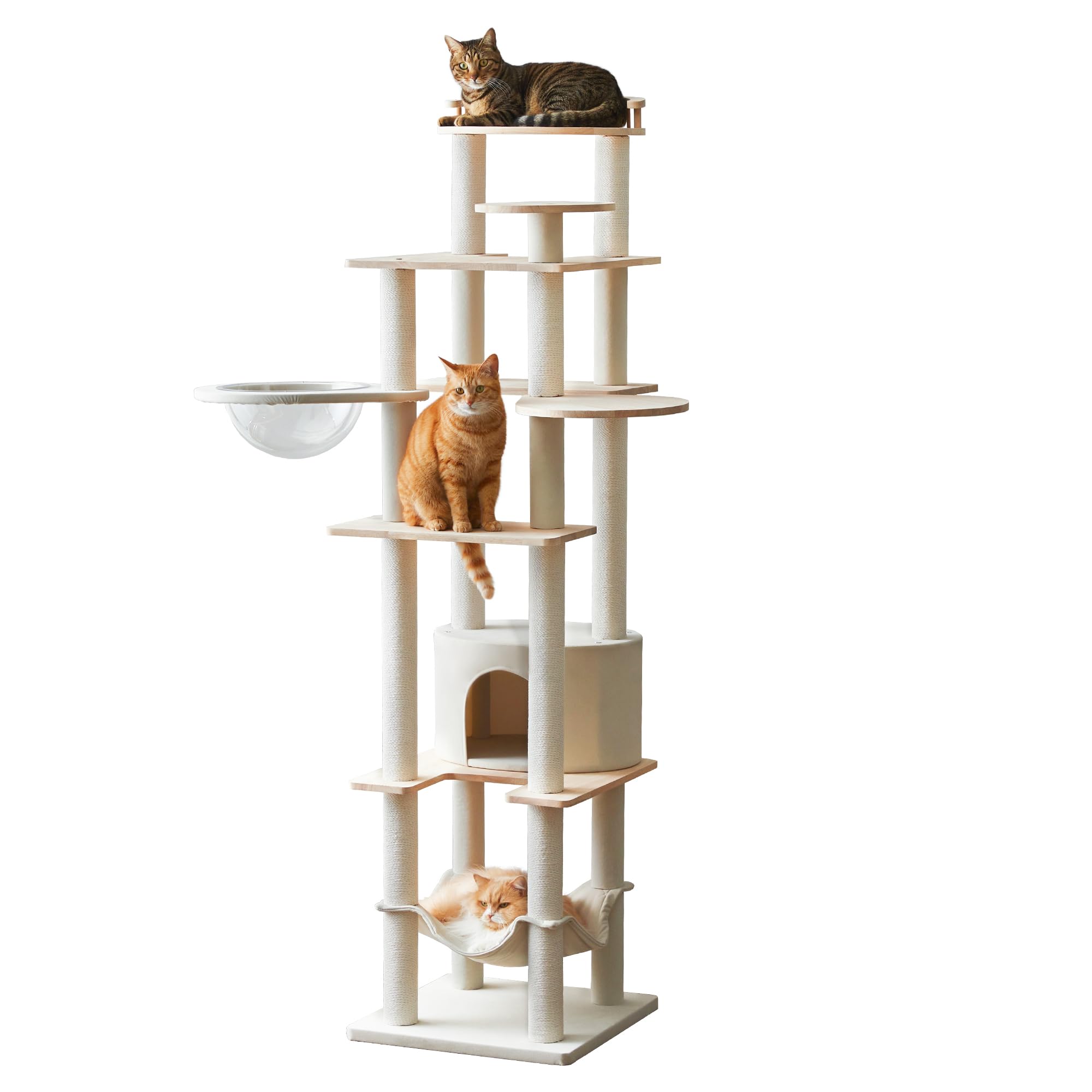 Amazon | Mwpo 多頭飼いキャットタワー 猫タワー 木製 据え置き 大型猫