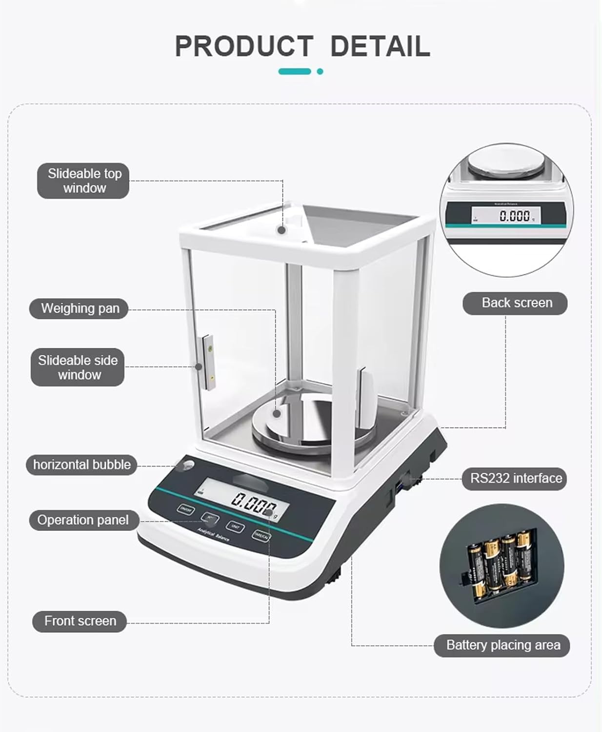 電子天秤、ラボスケール 0.001G 分析天秤、自動校正機能、データ印刷可能、デジタル計量、