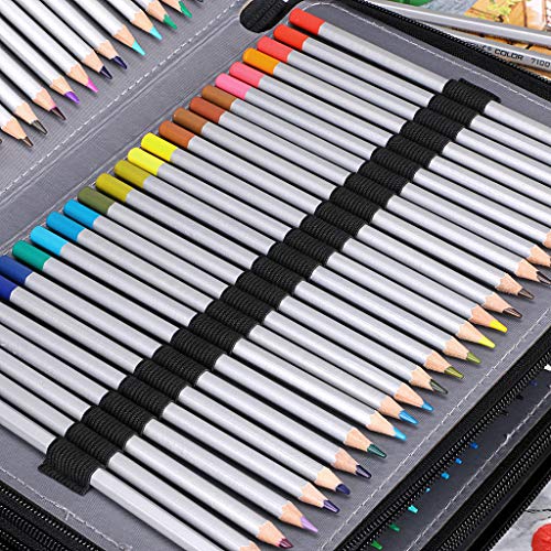 BTSKY PU leer 200 invoegen Super grote capaciteit multi-layer studenten gekleurde potlood wrap opbergkoffer tas zakje… - Afbeelding 7