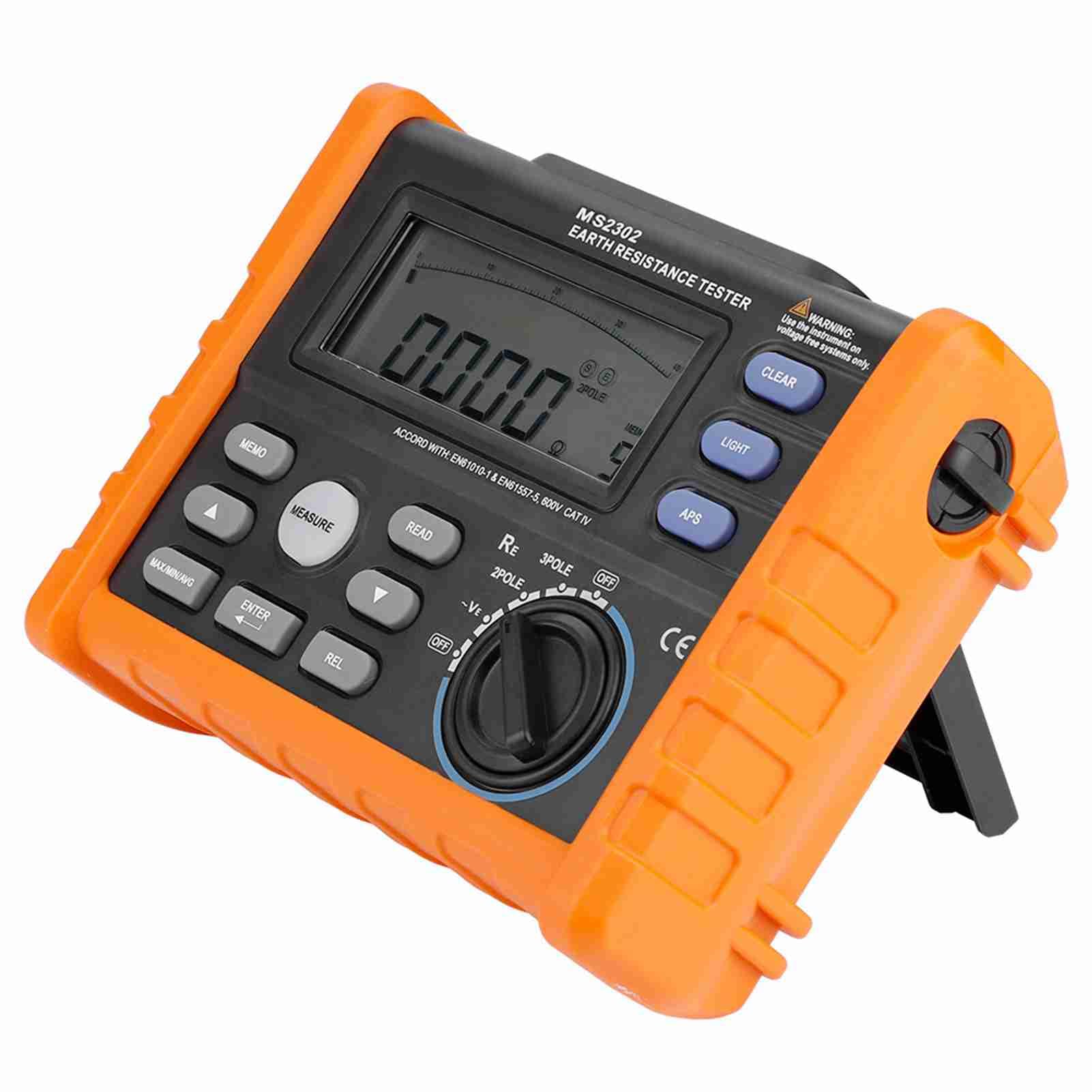 PEAKMETER MS2302 Digitales Widerstandsmessgerät Megohmmeter mit LCD-Hintergrundbeleuchtung 0~4K Ohm 100 Groups Data Logging