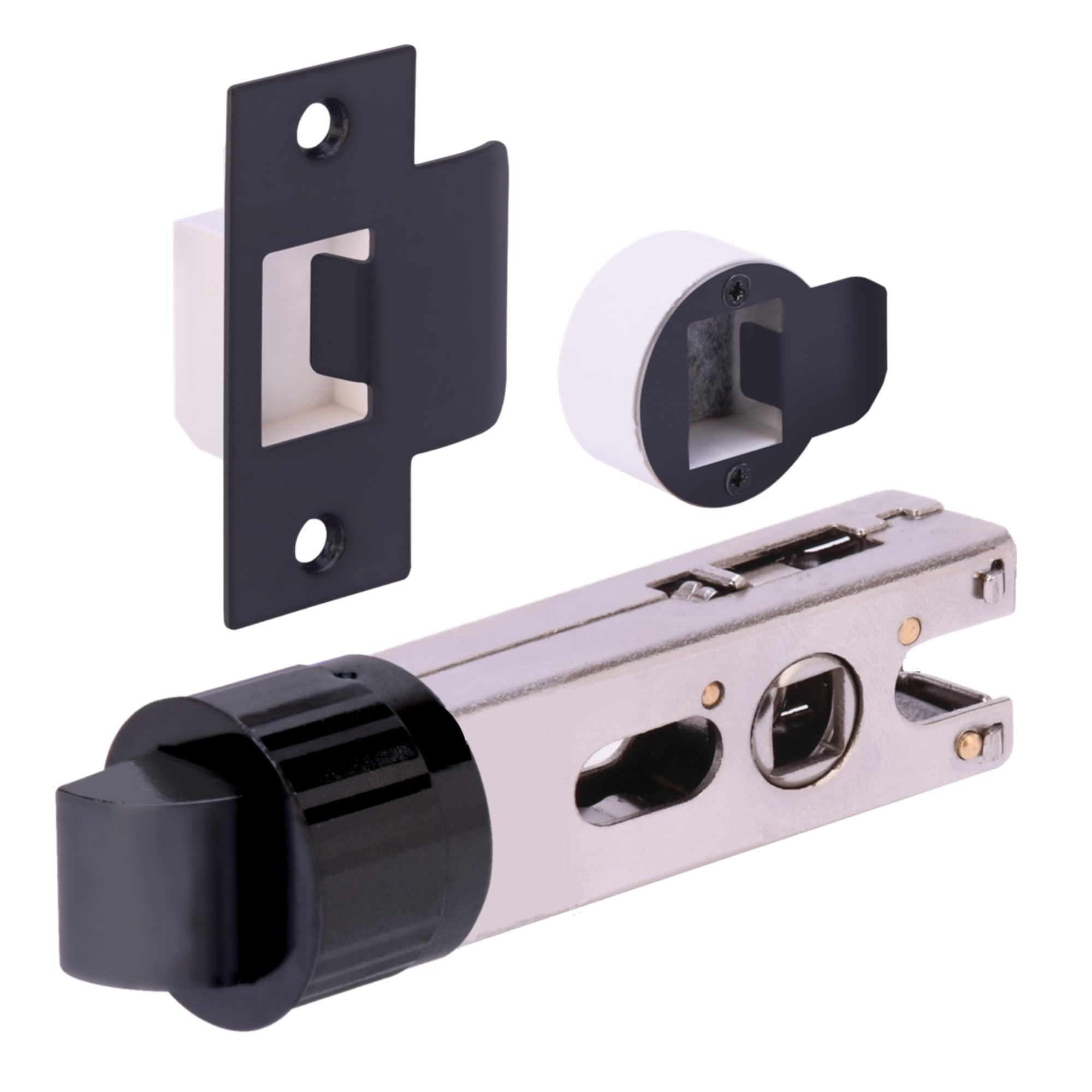 Hunta Black Matt Handlezone® 76Mm Passage Bullet Latch, Round Designer Mortice Latch, Catch For Internal Timber Doors - 57Mm Backset