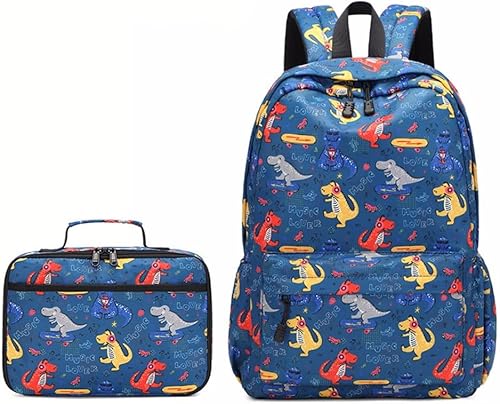 Miniatura 2 de Linda mochila de dinosaurio para niños, niñas preescolares con lonchera para jardín de infantes y escuela, juego de mochila para niños de 3 a 9