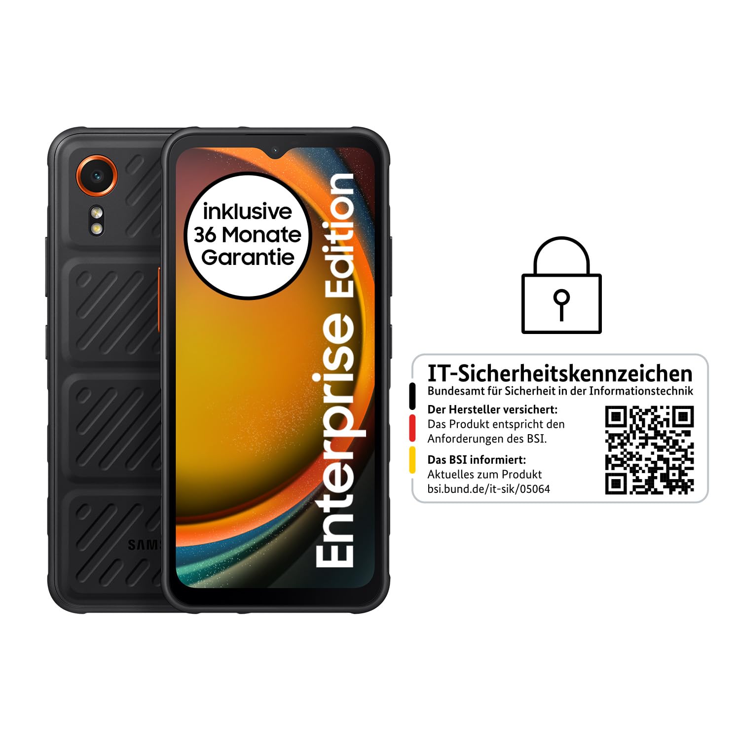 Samsung Galaxy Xcover7 Enterprise Edition, robustes 6,6 Zoll Android Smartphone, 128 GB, 4.050 mAh Akku, Business Handy, wassergeschützt, Smartphone ohne Vertrag, Schwarz