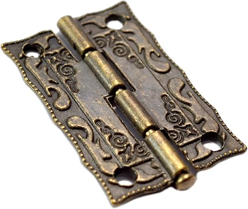 Miniatura 3 de Bisagras plegables vintage, bisagras florales de bronce antiguo con tornillos para caja de manualidades, caja de madera, muebles de regalo, tamaño