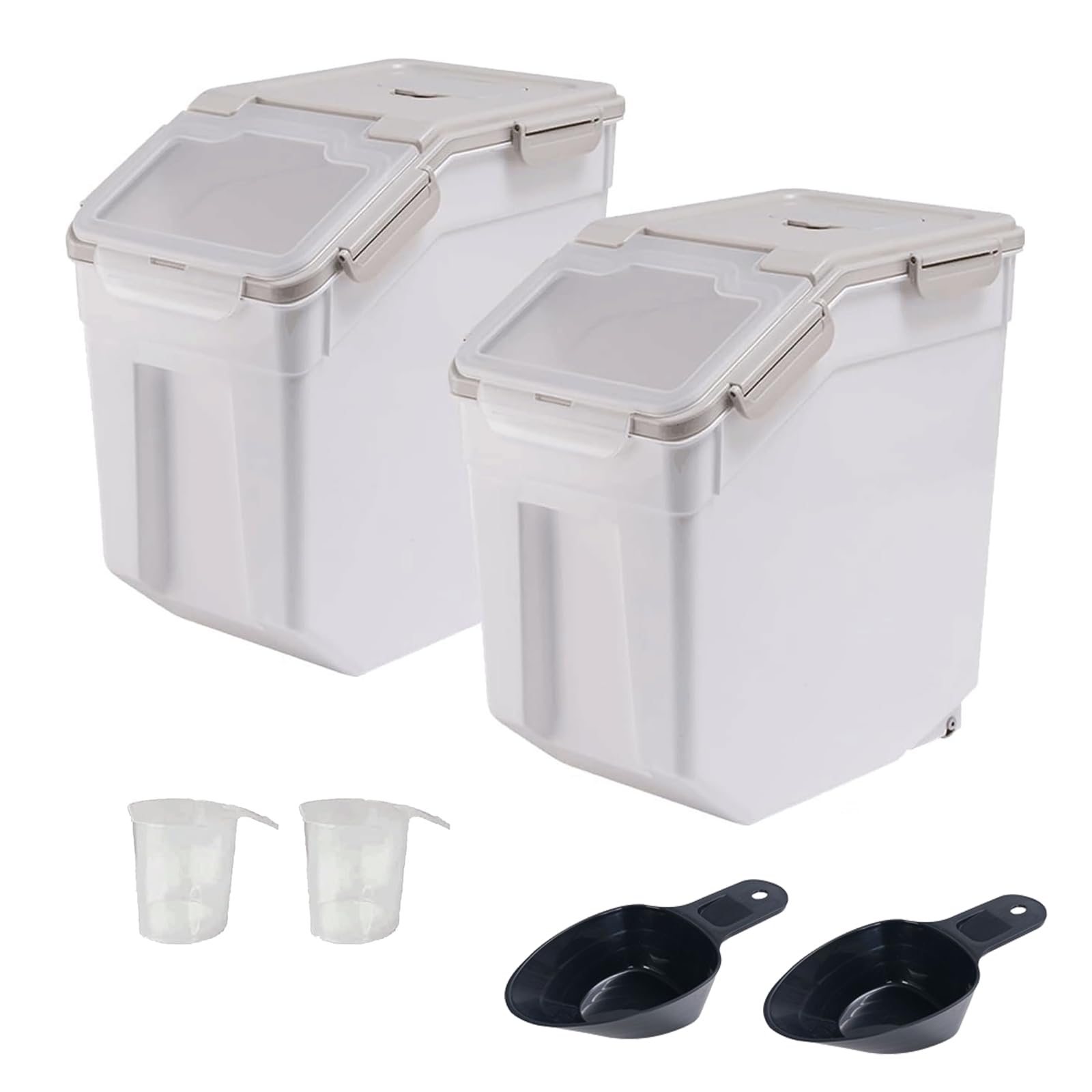 Photo 1 of ***MAJOR DAMAGE***
Begino Large Flour Storage Container Bin 50lb, 2Pack Airtight Rice Storage Containers with Wheels Seal Locking Lid, BPA Free with Measuring Cup&Scoop for Flour, Rice, Grain(Gray)