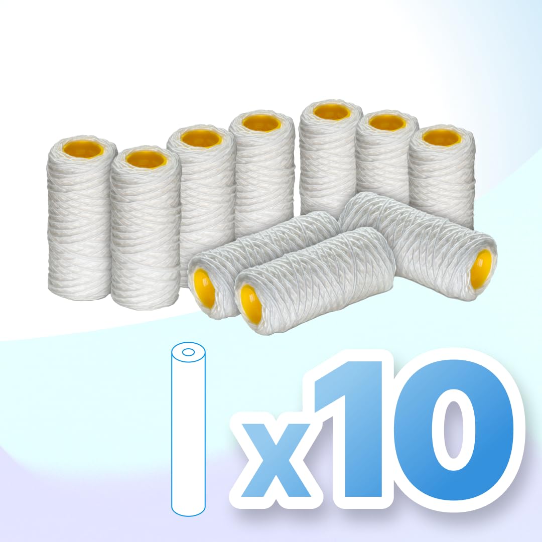 WK - Cartucho filtrante para filtro de agua en hilo enrollado, 10 unidades de 5 pulgadas con permeabilidad de 50 micras, práctico modo de usar y tirar