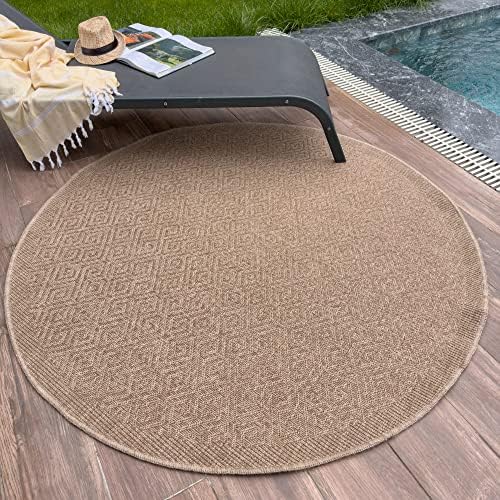 THE RUGS Nature Collection Outdoor Rug  Indoor/Outdoor Tona Border Area Rug for Patio, Deck, Garden, Kitchen, Bathroom or Living Room (Solid Effect-Neutral, 80 x 150 cm)