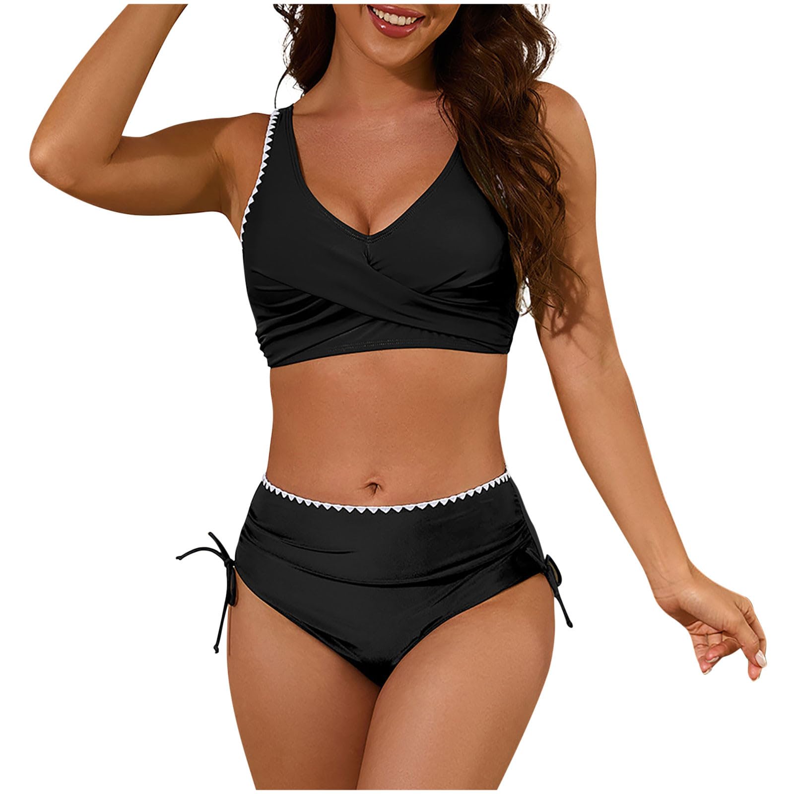 Women's Tankini Bikini 2PC Sets Fashion Twist-Front Push up Bra Tank Top Swim Shorts Swimsuit Outfits Beachwear