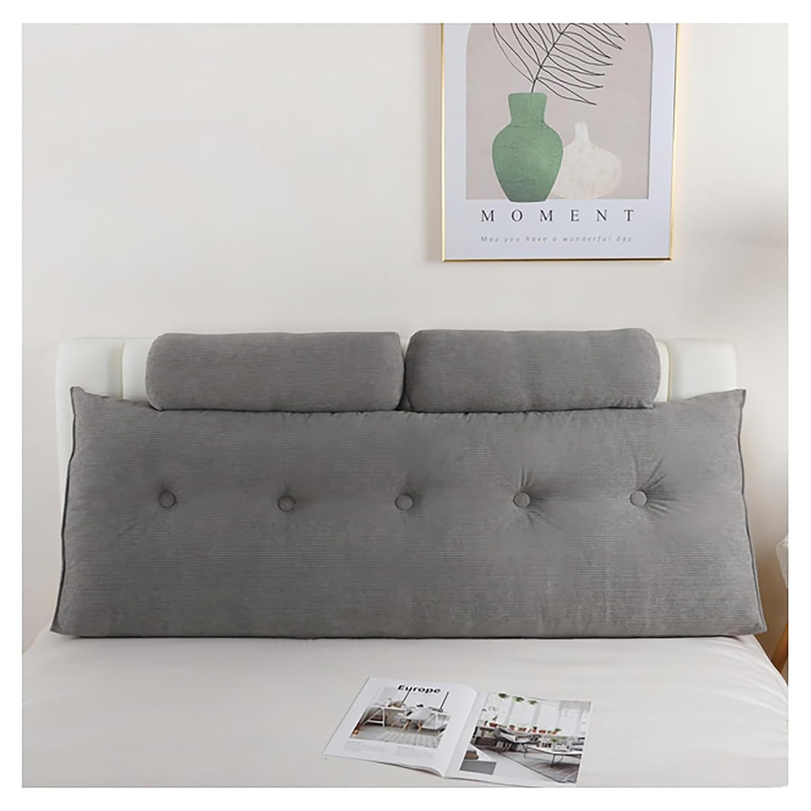 Genérico Respaldo Cama Cojines con Cojín Cervical Extraíble, Cojín de Respaldo, Cojín de Lectura, Refuerzo de Apoyo de Posicionamiento para Cama y Sofá,D-100x20x50cm