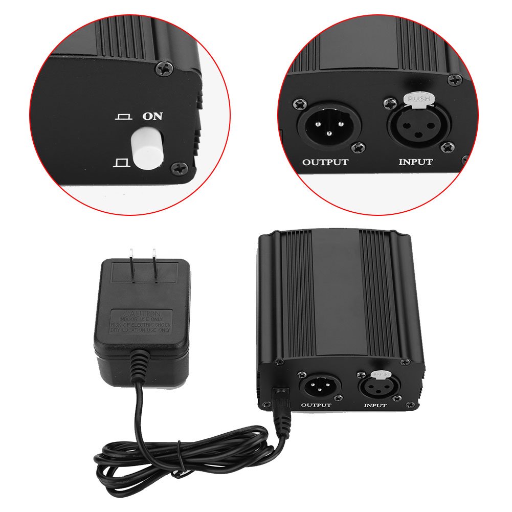 Zasilanie Phantom 48 V 1-kanałowe, zasilanie Phantom z zasilaczem mikrofonu pojemnościowego do nagrywania muzyki (220 V 50 Hz (UE))
