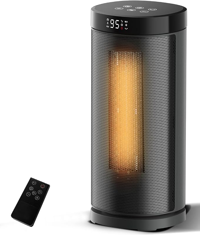 Sunnote Space Heater for Indoor Use, Portable Heater with 80°Oscillating | 1500W Electric Heater with Thermostat, 3 Modes, 24Hrs Timer, Room Heater with Remote, Fast Heating Safe for Bedroom Room Use