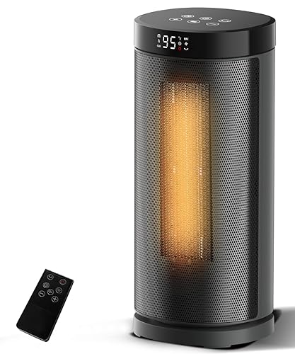 Sunnote Space Heater for Indoor Use, 1500W Electric & Portable Ceramic Heaters with 80°Oscillating, Thermostat, 3 Modes, 24Hrs Timer, Room Heater with Remote, Fast Heating Safe for Bedroom Room Use