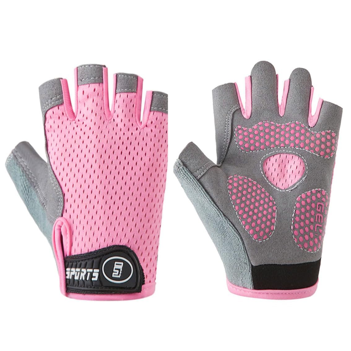 Kids-Sunblock-Half -Finger-Gloves - Mesh Summer UV-Protection-Outdoor-Nonslip-Gloves for Hiking Driving Cycling