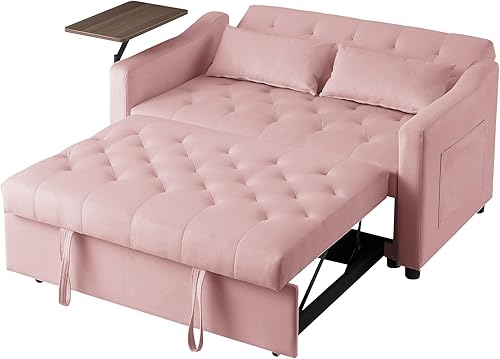 Miniatura 169 de sofá cama de terciopelo de 58 pulgadas, convertible 3 en 1 con bolsa de almacenamiento y respaldo ajustable, perfecto para espacios pequeños, sala 7