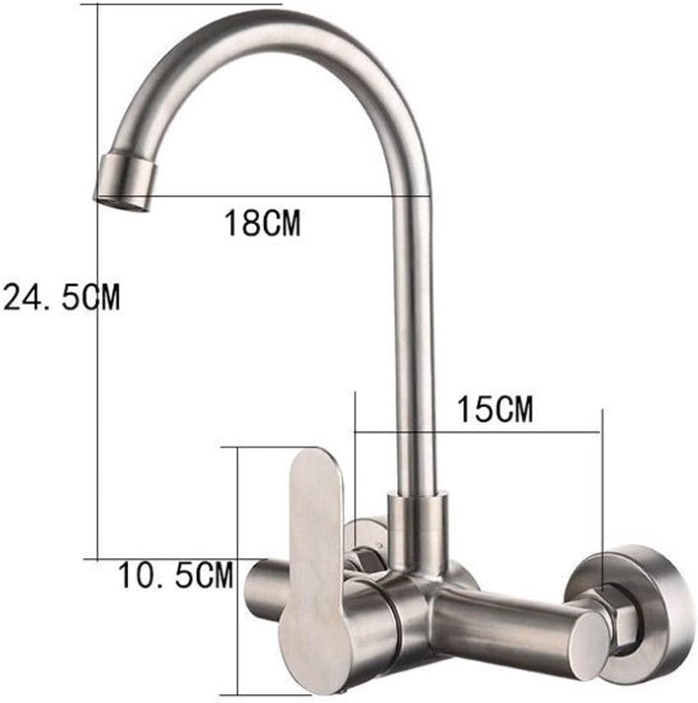 Wall Mounted Kitchen Faucets for Sink,Stainless Steel Single Handle Faucet for, Mount,Hot and Cold Water Mixer Tap