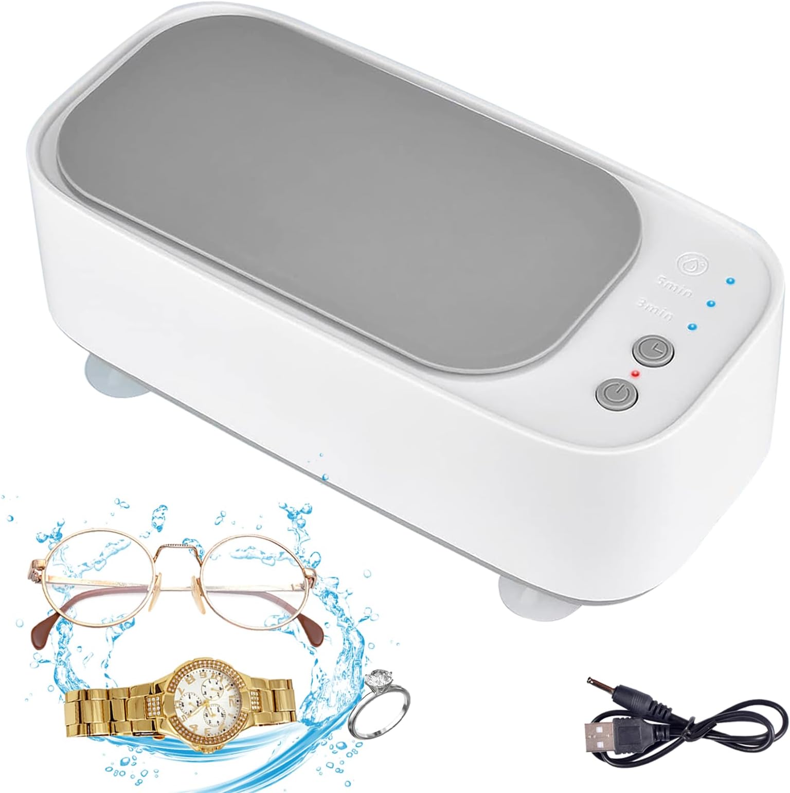 Ultrasonic Cleaner, 45000Hz Ultrasonic Cleaner, 500ML Ultrasonic Glasses Cleaner with 3 Time Functions, Mini Ultrasonic Cleaner for Jewellery, Watches, Dentures
