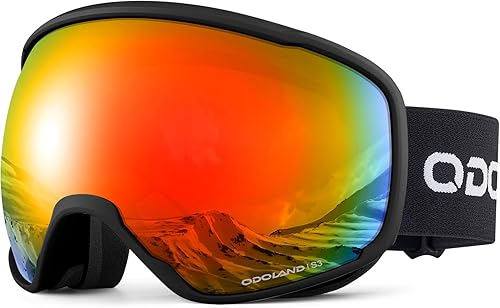 Miniatura 13 de Odoland Gafas de esquí – Antivaho OTG protección UV gafas de nieve y snowboard para hombres, mujeres, adultos, jóvenes, esquí, snowboard Lente negra