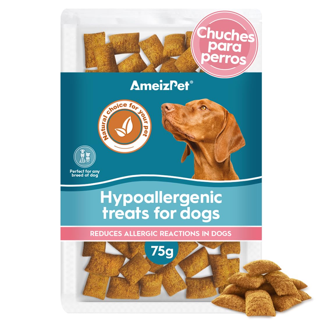AmeizPet Comida Seca para Perros, Golosinas Hipoalergénicas para Perros, Golosinas Masticables para Mascotas Hipoalergénicas para Cachorros y Perros Mayores con Estómago Sensible 75 g (2.6 oz)