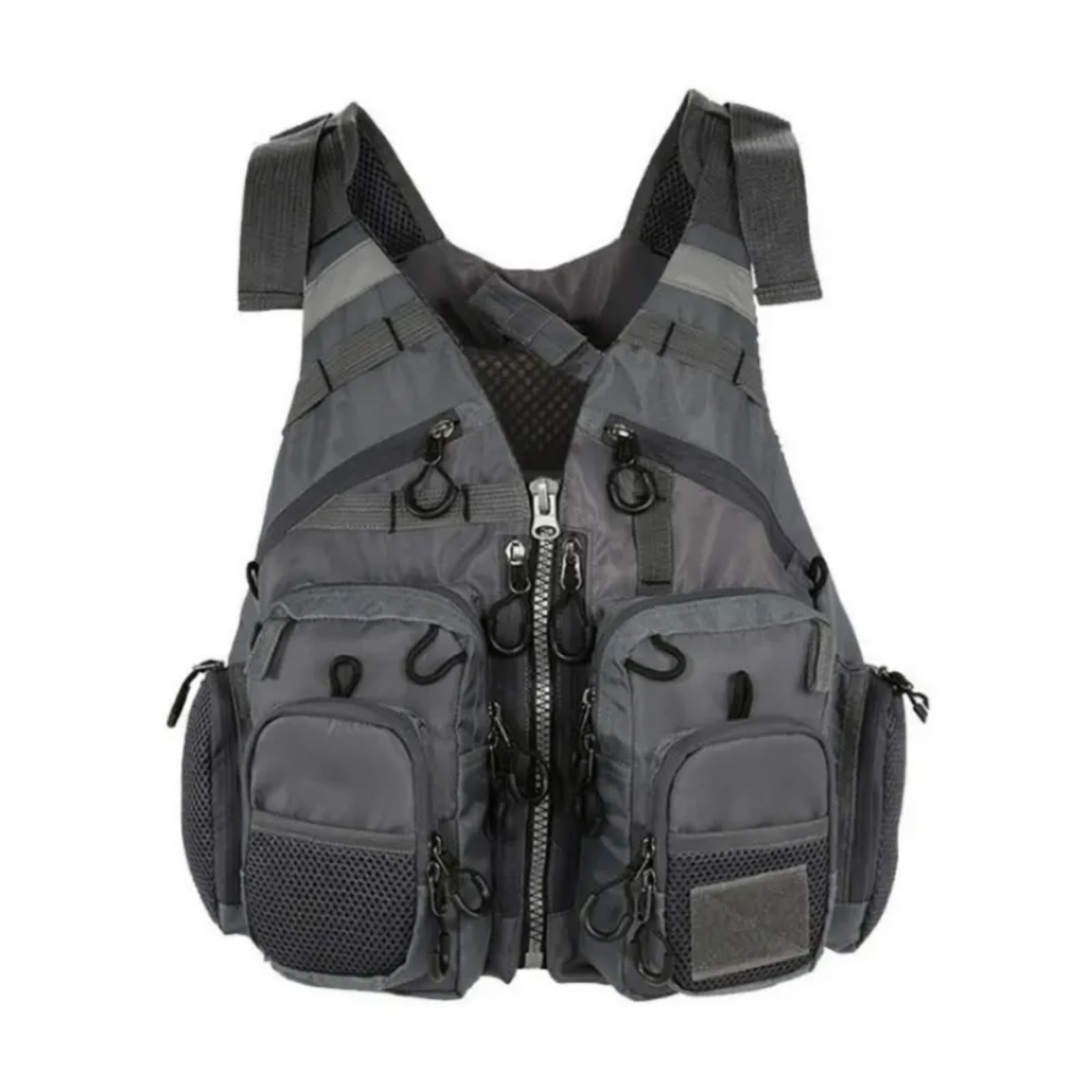 Gilet de pêche polyvalent multi-poches avec sac à dos amovible – Polyester respirant et durable pour la pêche à la mouche en mer, rocher, bateau – Convient à la plupart des 40,8 à 81,6 kg