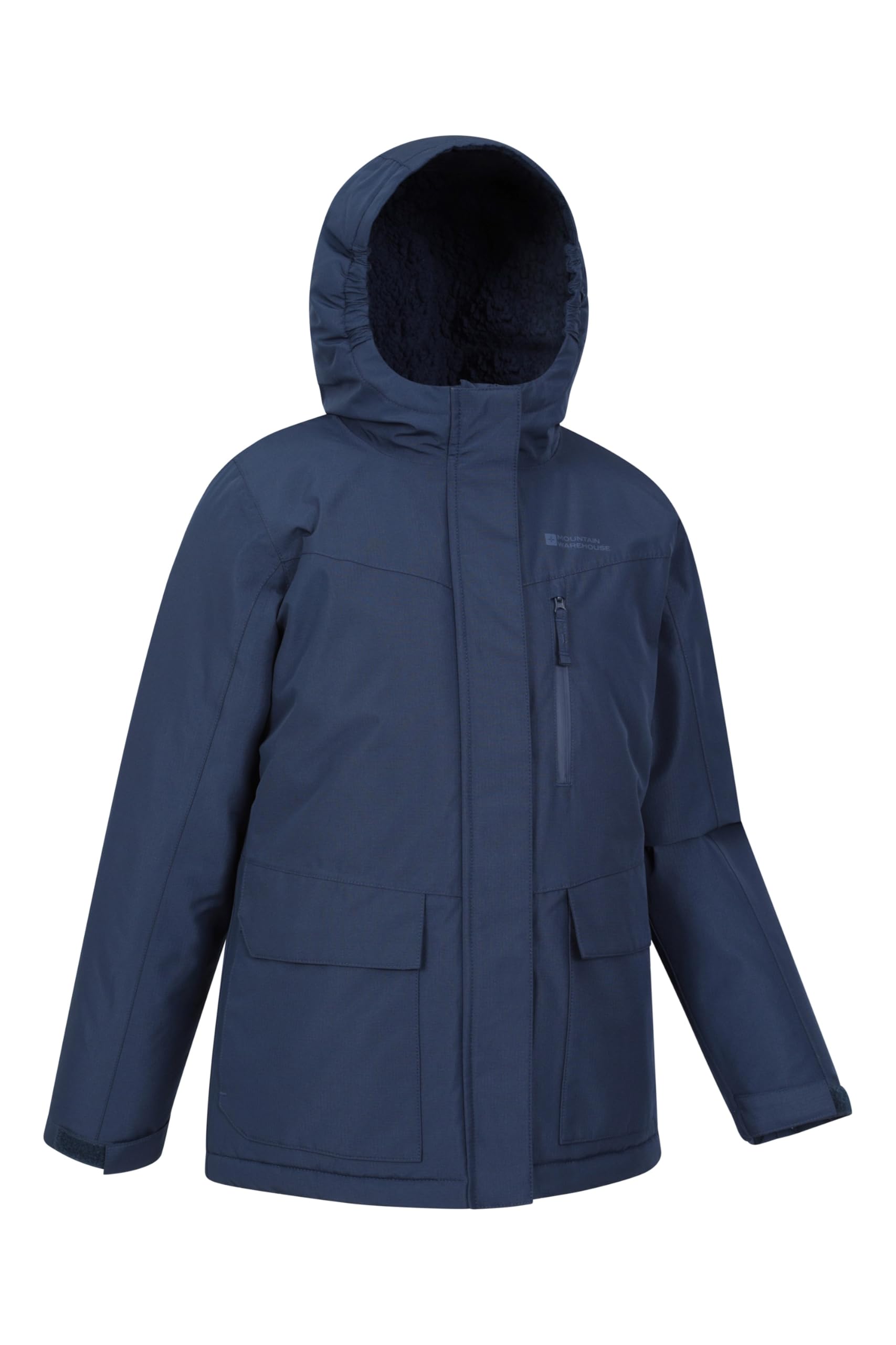 Mountain Warehouse Noah Wasserabweisende Kinderjacke – Mantel mit Sherpafutter Vielen Taschen Jungen/Mädchen – Frühling, Sommer, Outdoor, Reisen, Wandern
