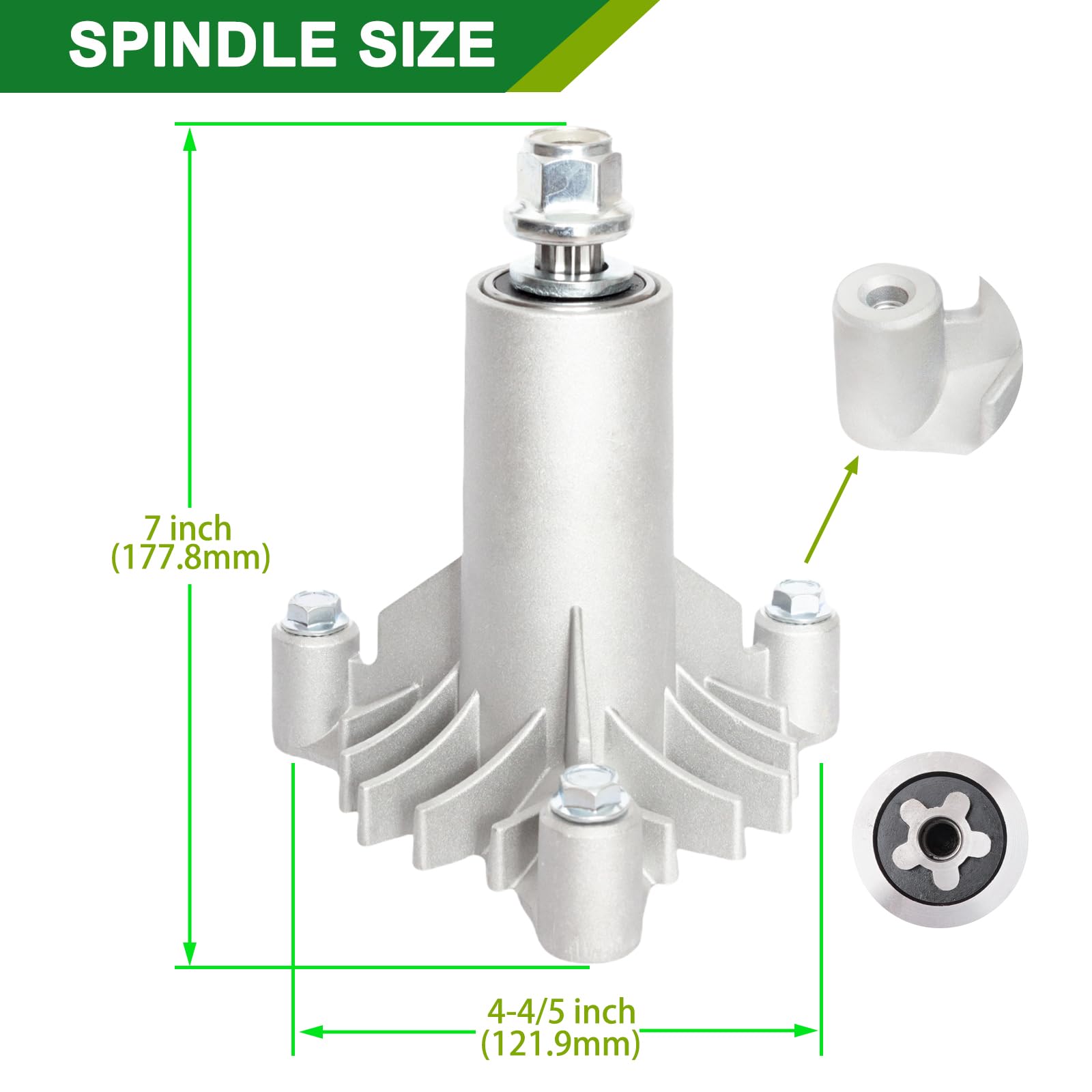 130794 - Conjunto de husillo de cortacésped con polea 153535 de repuesto para cortacésped Craftsman de 42 pulgadas (2 unidades)