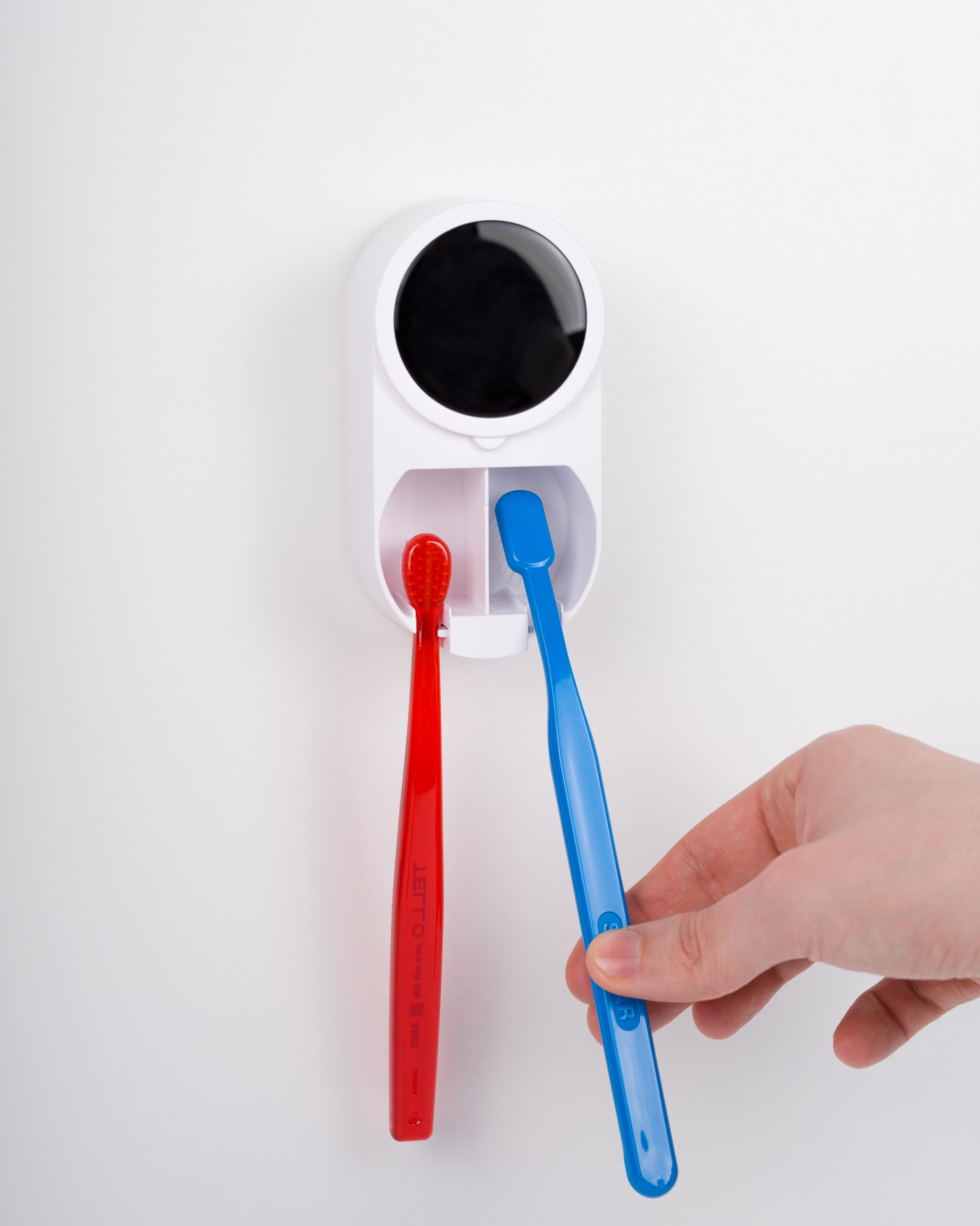 UV-tandenborstel, sanitizer, tandenborstelhouder voor wandmontage, droogfunctie, sterilisatie en timing functies, met 2 tandenborstels, lading 2000 mAh voor kinderen, volwassenen, badkamer (zwart