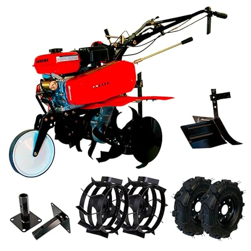 SAKAWA Motoazada A. Eléctrico 7CV 3v + Ruedas Neumáticas 400x8 + Mangones + Asurcador + Ruedas Metálicas
