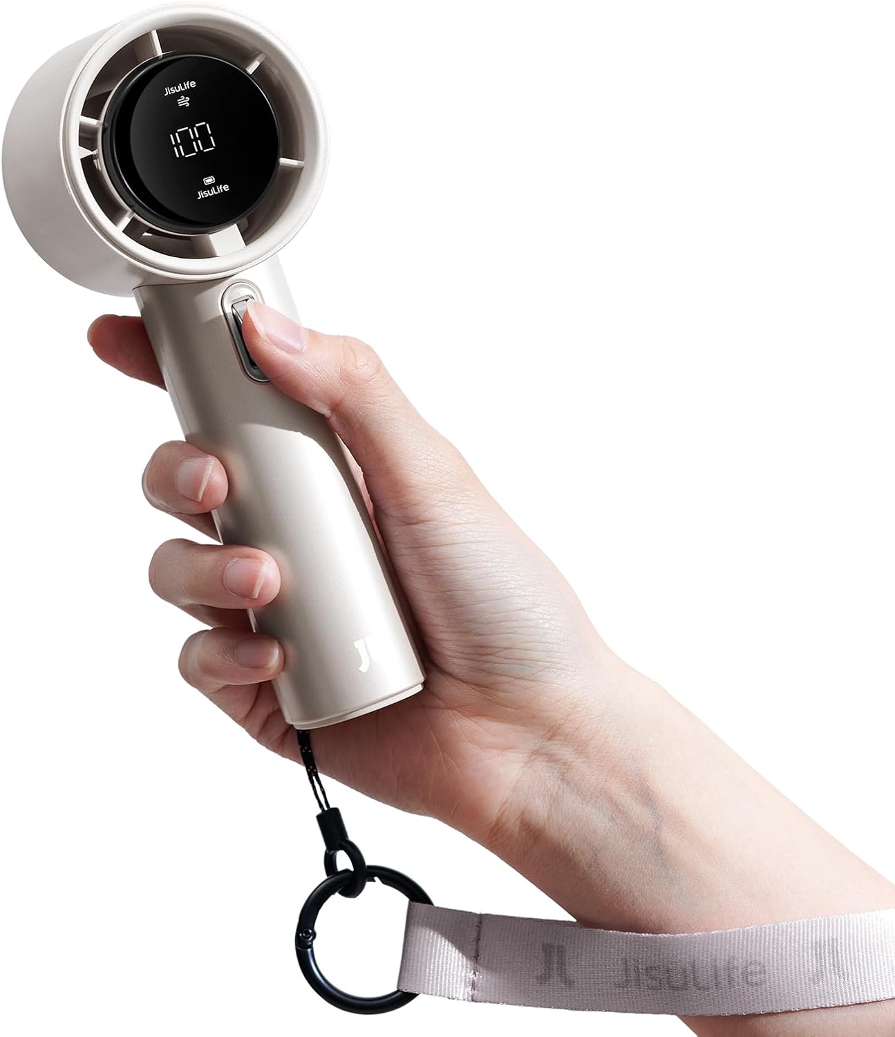 JISULIFE Handheld Fan Pro Series - Extreme Cooling Output: 1-100 Speed Scroll Wheel, Metal Body, Digital Display, 1.5H Fast Charge, 5000mAh-Portable Fan for Travel Outdoor, Gifts for Women Men(Brown)