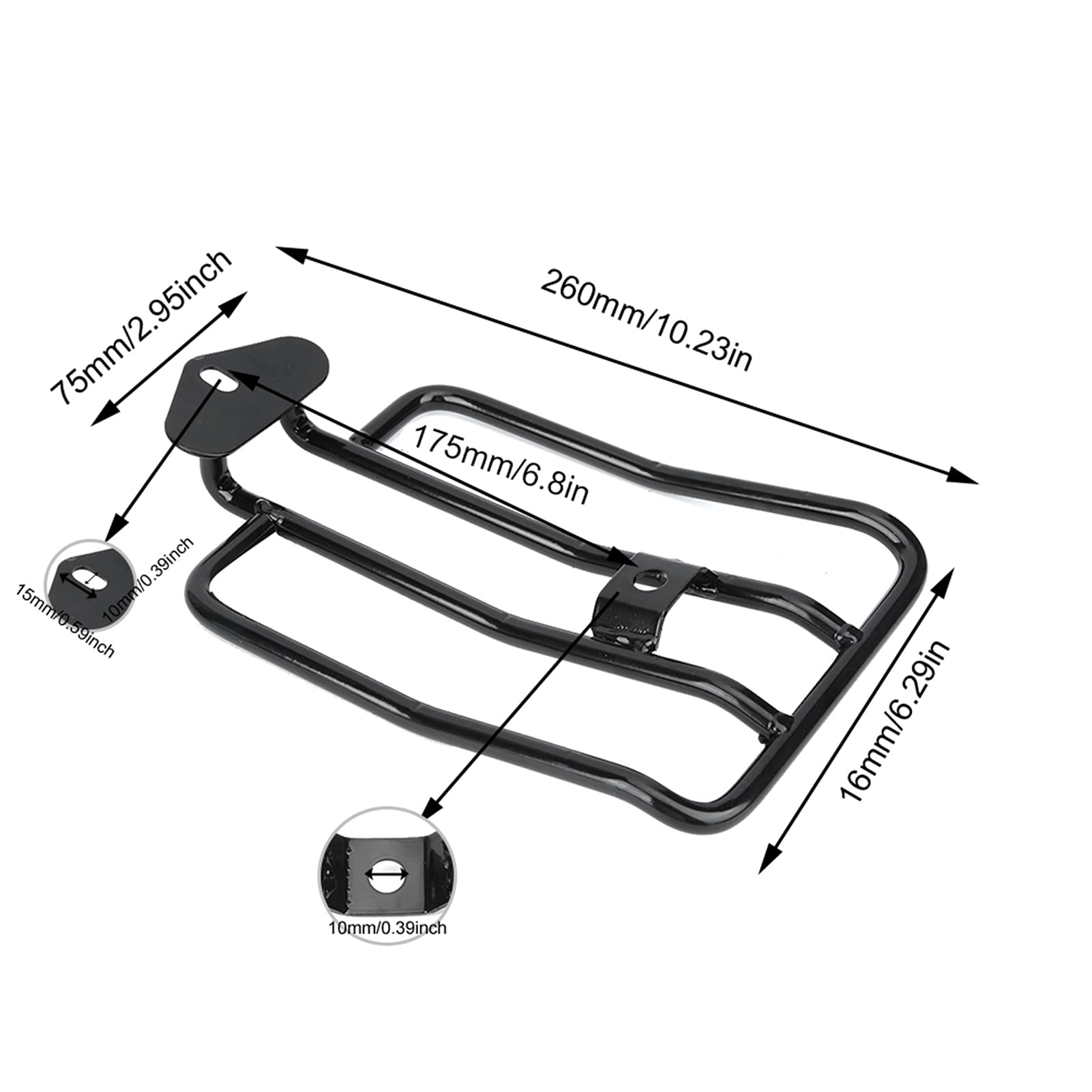 Yctze Motocyklowy bagażnik Żelazny zmodyfikowany tylny wspornik bagażnika do XL883 / 1200 X48 (czarny)