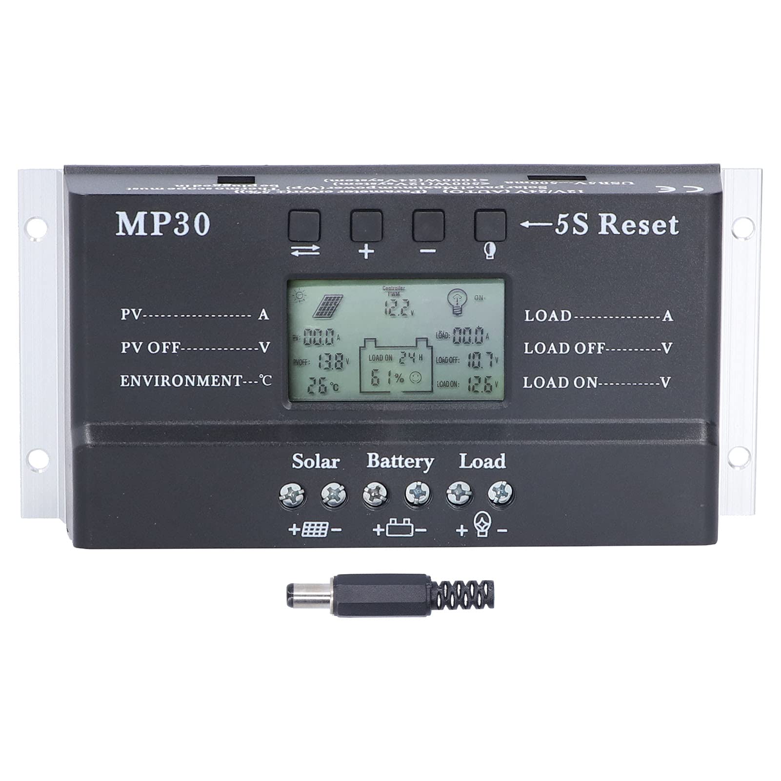 Kontroler ładowania słonecznego 30A 12/24V podświetlenie wyświetlacza LCD ochrona obwodu Port USB MPPT PWM regulator baterii