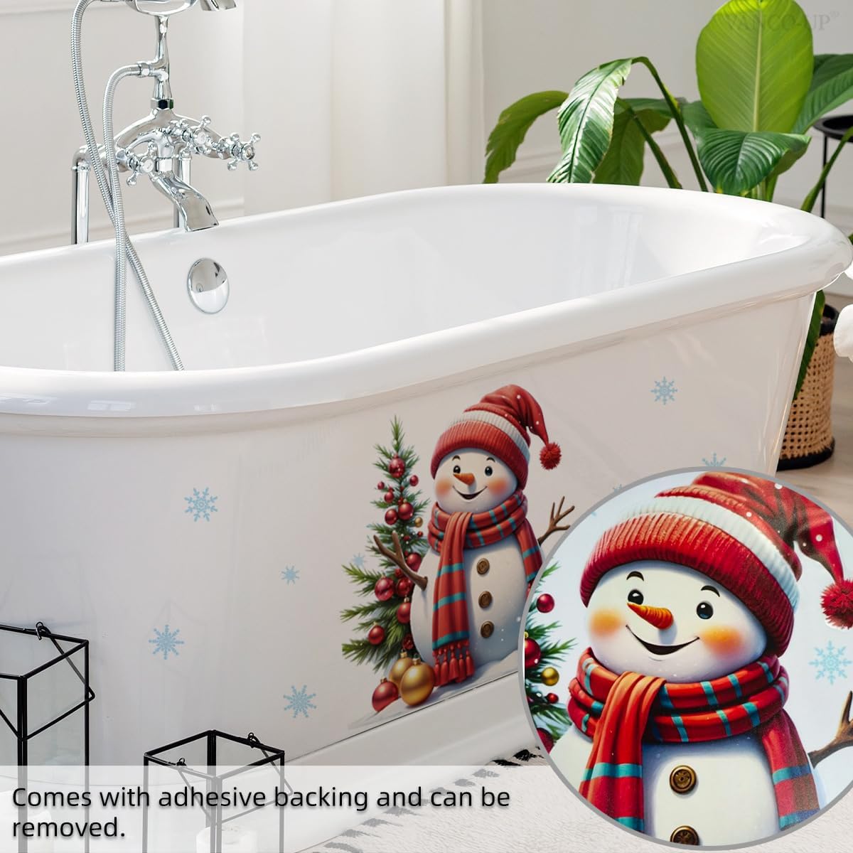 Christmas Snowman Toilet Sticker Toilet Cover Self-Adhesive Cute Snowman Sticker Waterproof Toilet Lid Water Tanks Seat Decals Wall Sticker for Xmas Winter Party Home Bathroom Decoration (1PC)