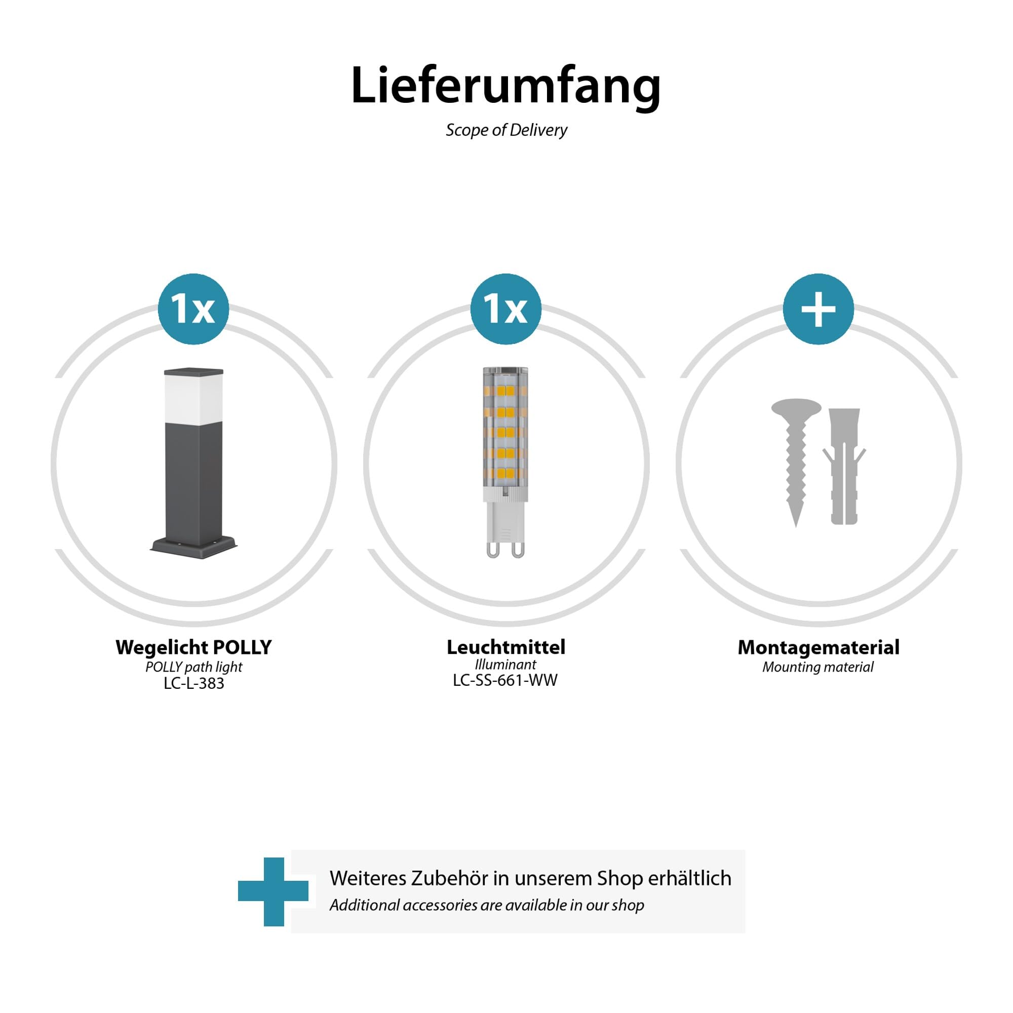 ledscom.de POLLY luce di bitta per esterni, 35cm, antracite, incl. lampadina G9, 501lm, bianco caldo