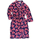 Offilicaly License - Authentic licensed DC Comics Men's Navy Blue Superman Logo Fleece Bathrobe Design - Classic red Superman logo three quarter length sleeves, kimono style collar and adjustable sash that ties at the waist Premium Quality - 100% Pol...